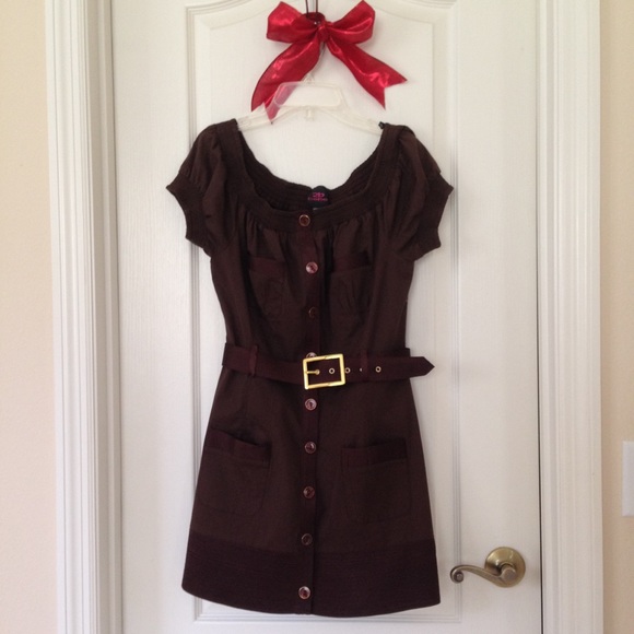 Sexy 2b Bebe brown button dress medium - Picture 1 of 8
